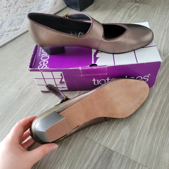 Tic Tac Toes Women's Pewter Swing Dancing Shoes In Size 11M (Or 11 W) Brand New - Picture 4 of 6